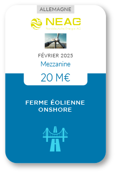 Financement Zencap AM : Ferme éolienne onshore - NEAG 02/2025